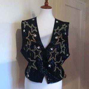 Attitude Vest Gold Stars sequins & beading
